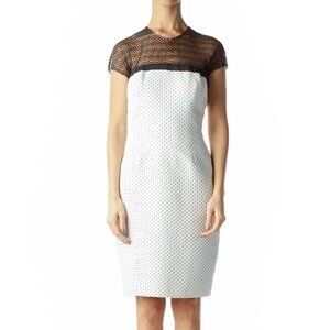 Carmen Marc Valvo Cream Cocktail Dress with Lace Collar